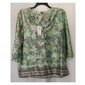 Green print blouse
